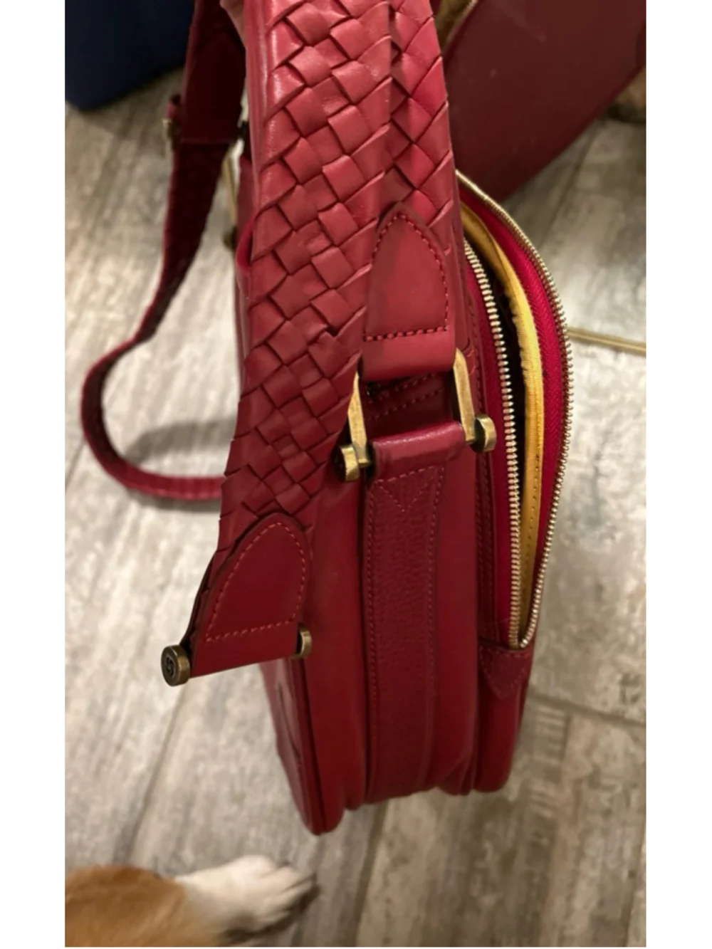 Samsonite Black Label large crossbody bag red leather backpack like new